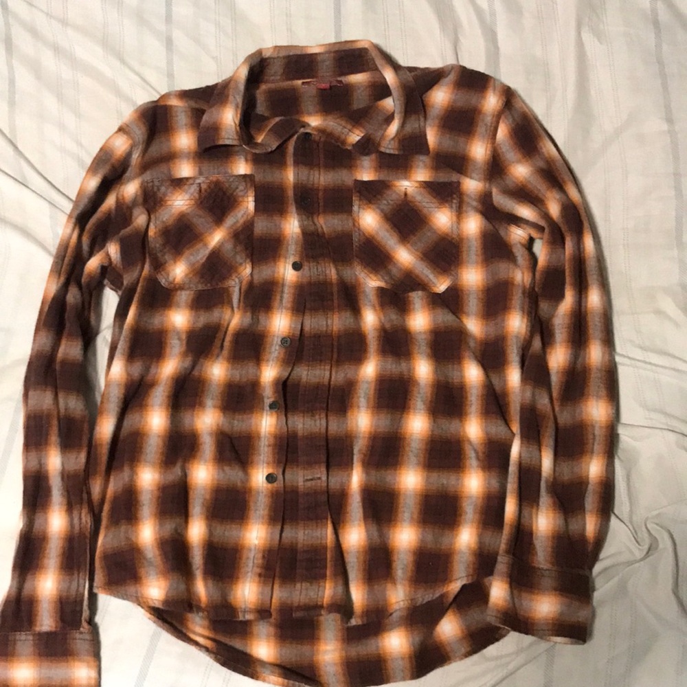 bright colored plaid button up